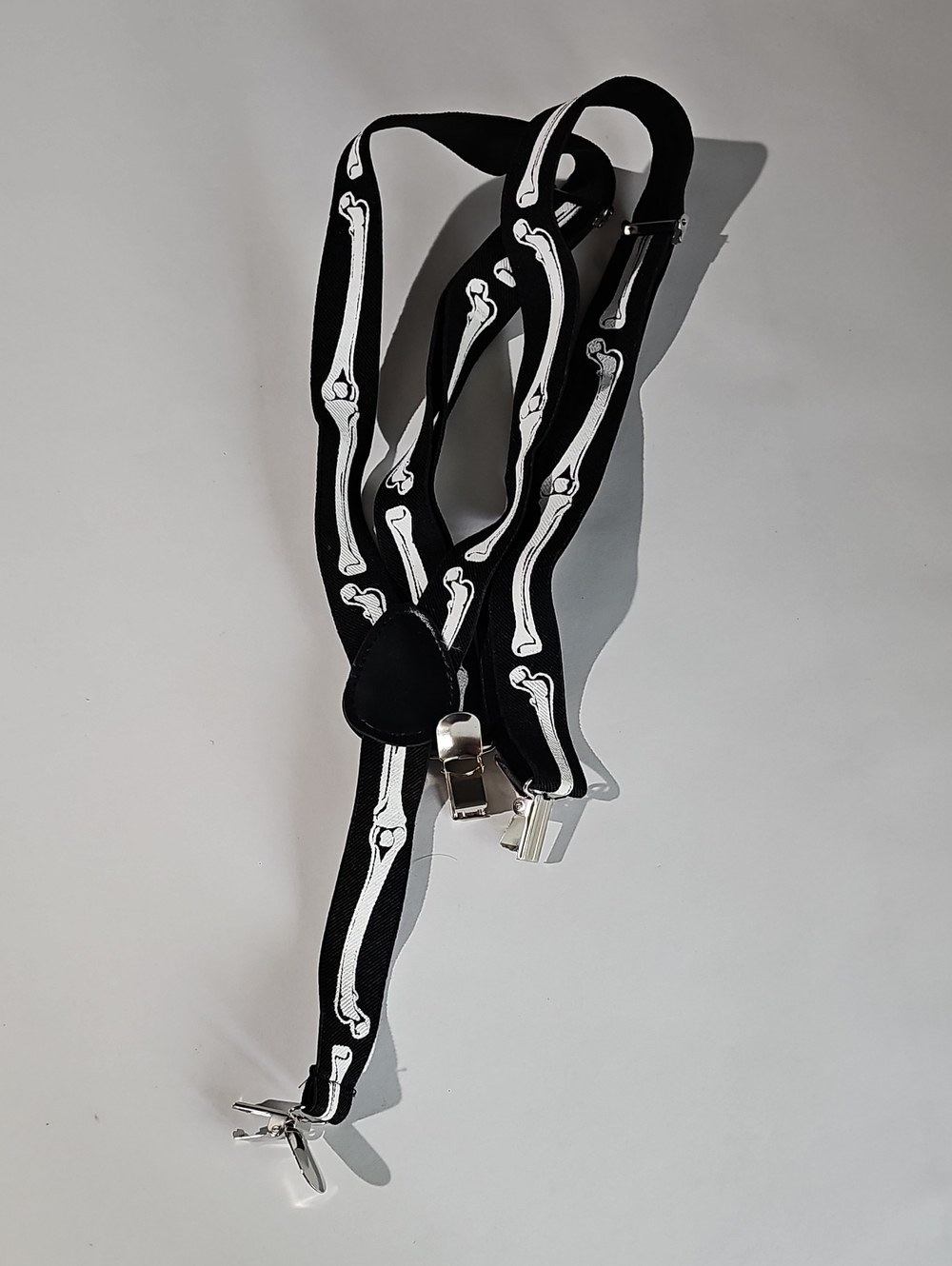 Black Skeleton Bone Pattern Suspenders - Men